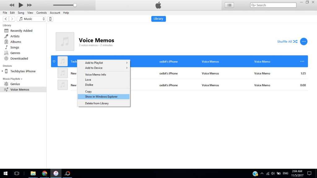how to add voice memos to itunes