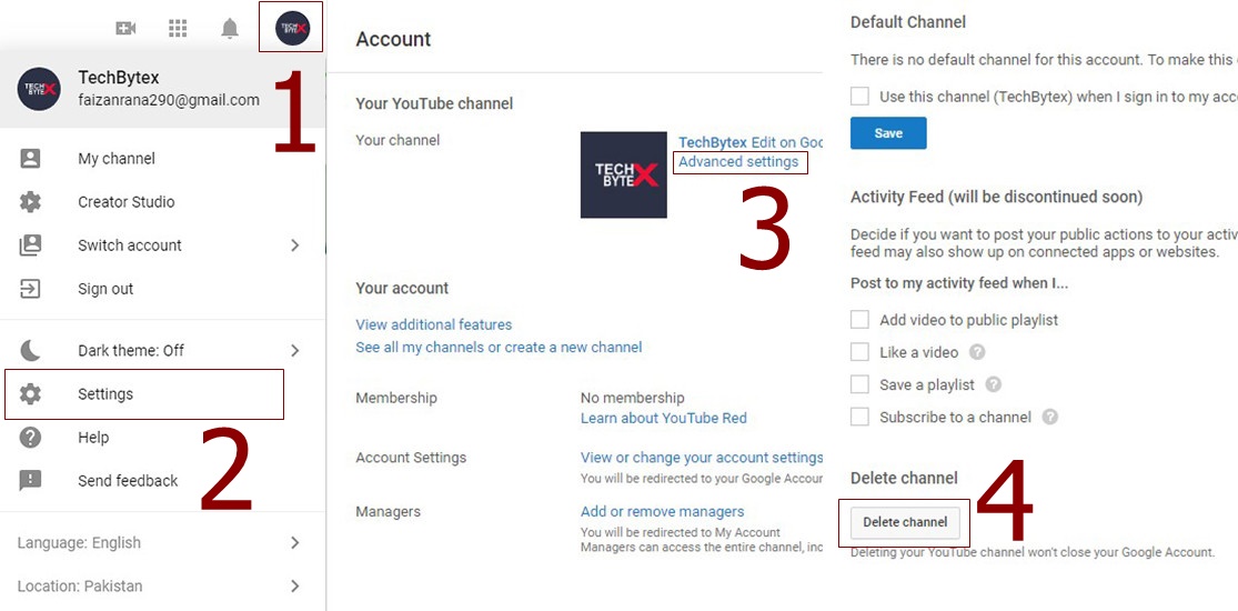 How to delete a youtube channel - Homepage