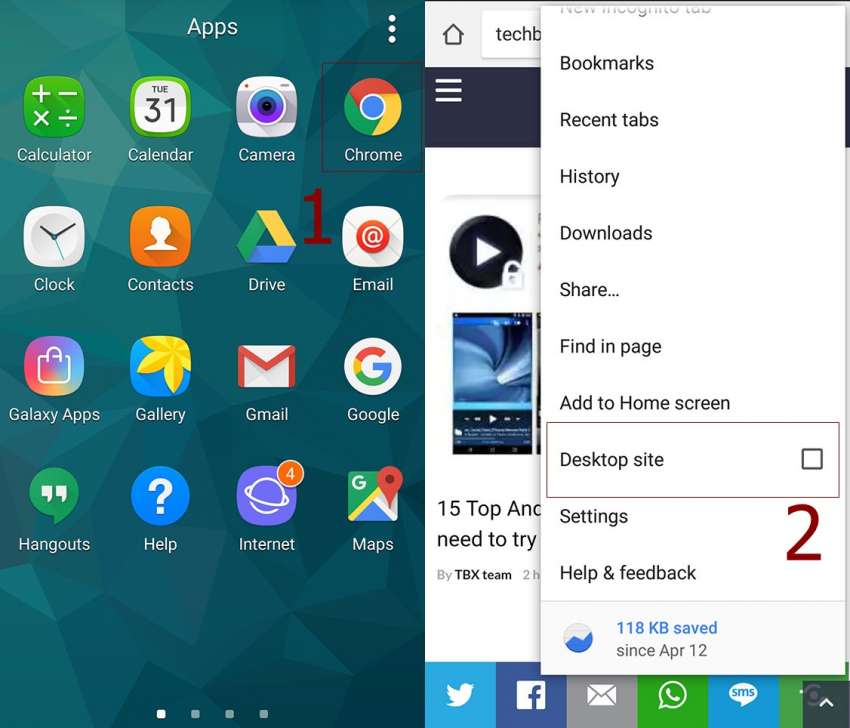 desktop web browser android